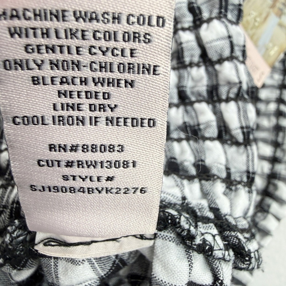 Sincerely Jules Tiered Smocked Skirt White‎ Black Plaid Size S Womens NEW - Picture 6 of 9